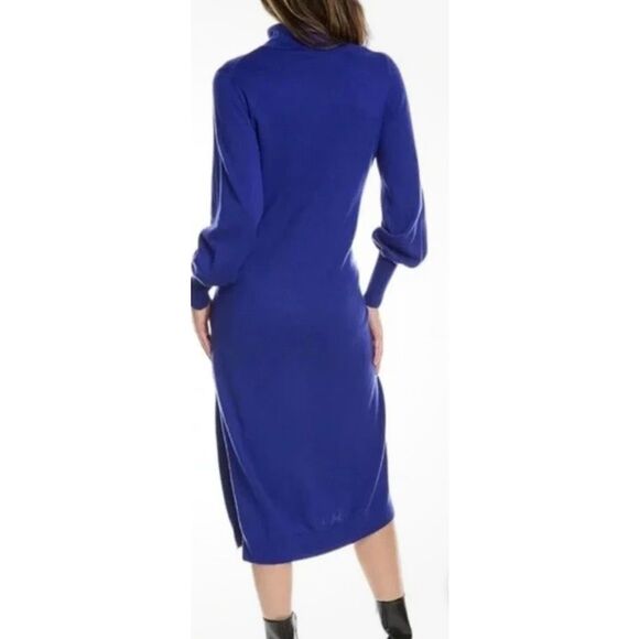 Ted Baker London AAVVAA Knitted Side Ruched Midi Dress in Blue NWT Size 0/US 2 - Picture 2 of 9